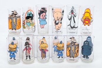 (12) Vintage McDonalds Collector Series Glasses W/Pepsi Porky Pig, Etc.