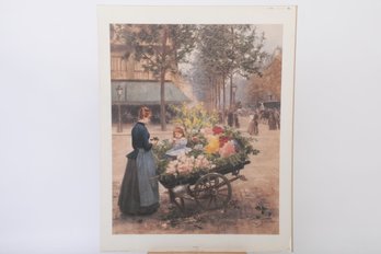 'The Flower Cart' By Victor Gilbert Lithograph From 1991 Galaxy Of Graphics LTD. NYC