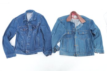 2 Men's Vintage Denim Jackets: Roebucks & Marlbroro Country Store ( L)