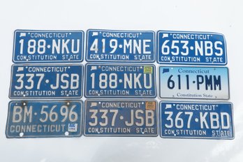 9 Vintage CT License Plates