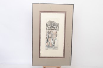 Framed, Pencil Signed & Numbered Artist Proof 'Surprise Elephant' 62/150 Lori