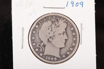 1909 Barber Half Dollar From Private Collection