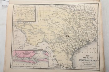 1852 , Mitchells School & Family Geography Book Of Colored Maps Including TEXAS