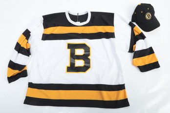 Boston Bruins Lot: Jersey Style Shirt (XL) & Hat