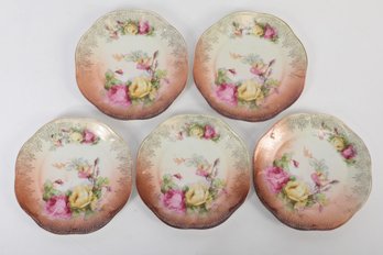 Group Of 5 Antique Bavaria Mignon Z.S & Co Plates Rose Pattern