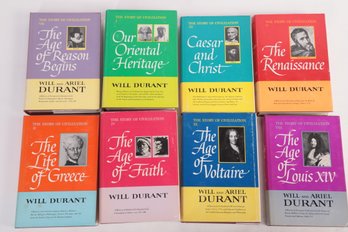 History :  8 Books By Will Durant With Dust Jackets