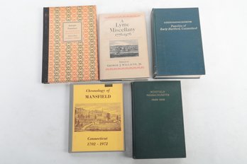 5 Books On Connecticut Incl. Chronology Of MANSFIELD Connecticut 1702 - 1972