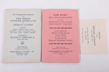1950s Book Auction Catalogs: Walter P. Chrysler Collection Parke-Bernet Galleries.  Rare Books.