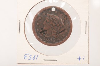 1853 Braided Hair Large Cent From Private Collection