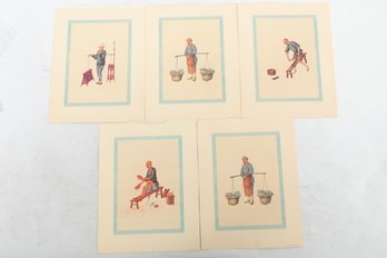 China: DECORATIVE CHINESE FIGURES-- Midcentury Prints Suitable For Framing
