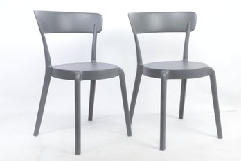 2 Indoor/Outdoor Heavy Duty Plastic Gray Bistro Chairs New