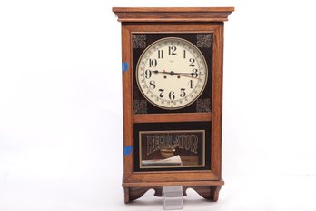 Antique Ridgway Clock In Oak Case W/Key & Original Instructions