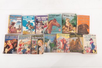 Vintage Young Adults Series Books With Jackets - Nancy Drew, Lone Ranger, Zane Grey, Etc. 12 Books