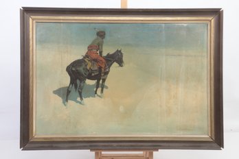 Large Vintage Frederic Remington Framed Print On Canvas