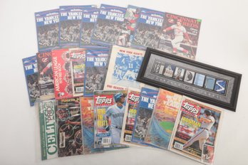 Grouping Of Vintage Sports (Mostly MLB) Magazines & Raiders Frame
