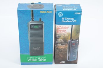 2 Vintage N.O.S. 40 Channel Handheld Walkie-Talkies (GE & Radio Shack)