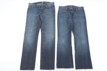 2 Pair: 7 For All Mankind Men's Jeans (Size 32) In Styles: Brett & Slimmy