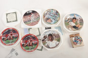 Grouping Of (6) 8' Collector Sports Plates By Bradford Exchange & (1) 4' Baseball Collector Plate