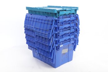 Lot Of 6 Folding Lid Storage Bins