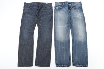 2 Pairs: Men's Diesel Jeans (32x30) In Styles: Wayne & Safado In Black