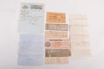 19th Century Manuscript Ephemera 9 Items Including Boston Cultivator Receipts Signed A. COLTON
