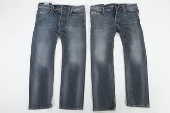 2 Pairs: Men's Diesel Safado Black/Gray Jeans (34 X 30)