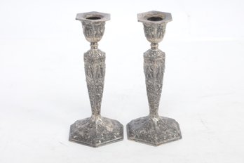 Pair Of Vintage/antique Jennings Brothers Metal Candlesticks