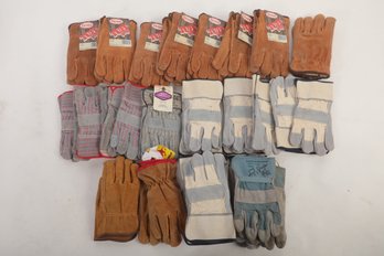Lot Of Vintage N.O.S. Leather Work/Garden Gloves (Most Size Large)