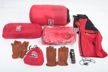 Grouping Of Vintage Marlboro Miles Outdoor Gear: Sleeping Bag, Jackets, Gloves & More