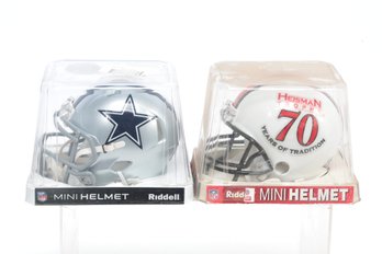 Football Mini Helmet Lot  Dallas Cowboys And Heisman Trophy 70 Years