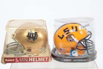 Collage Football Mini Helmet Lot  Notre Dame And LSU