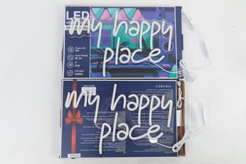 Lot Of 2 My Happy Place  LED Light Up Sign New