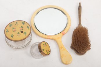 Antique/vintage Watercrest Dresser Boxes W/mirror & Brass Brush
