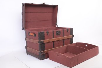 Antique Steamer Trunk W/Leather Straps