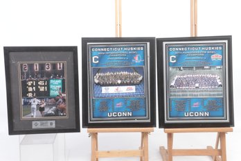 2 UCONN Football Plaques (2009 & 2010) & Cal Ripkin Jr Commemorative Picture/Plaque