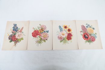 4 Early To Mid 1900's Donald Art Co. Flower Prints