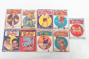 THE RING 9 Vintage Boxing Magazines Illustrated Covers