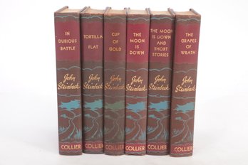 John Steinbeck Hardcover Books, Including 'The Grapes Of Wrath,'  Matching Collier Decorative Cloth