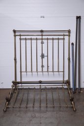Antique Heavy Brass Bed Including Headboard, Footboard And Side Rails