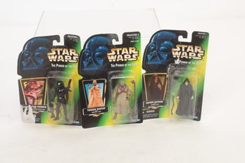 Lot Of 3 Star Wars Figures On Card Death Star Gunner Emperor Palpatine Tusken Raider