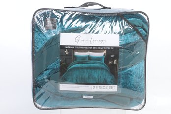 Grace Living Moriah Crushed Velvet 3 Pcs Comforter Set  Full/queen