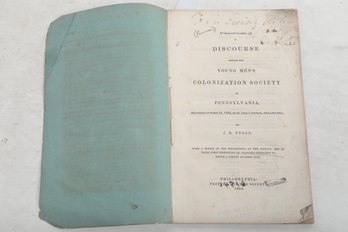 SLAVERY 1834 Young Men's Colonization Society Of Penn... Expedition Of Coloured Emigrants To Bassa Cove