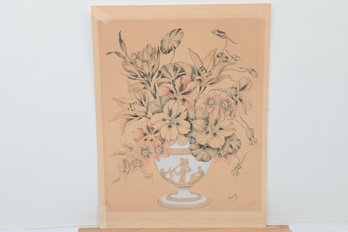 Flowers In Greek Vase Print Signed Frost