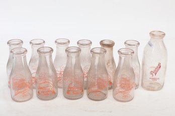 Lot Of 12 Vintage Milk Bottles