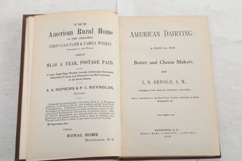 (FOOD) AMERICAN DAIRYING A Manual For Butter And Cheese. 1879