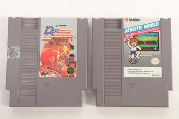 Lot Of 2 NES Nintendo Entertainment System Video Games 1980'S Double Dribble And Athletic World