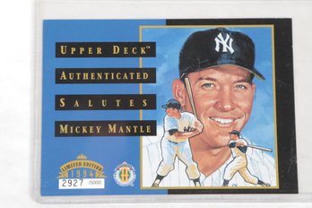 1994 Mickey Mantle UD Authenticated Salutes Mickey Mantle 2927/5000 Card