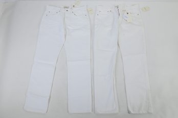 2 Pair Of New Men's Lucky Brand White Jeans 32 X 32 (121 Heritage Slim)