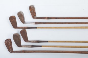 6 Vintage Wood & Faux Golf Clubs