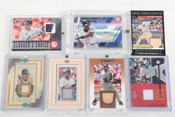 Lot Of 7 Baseball Yankees Patch Material Cards Bat Soriano Winfield Sheffield Giambi Cano Williams Oneil